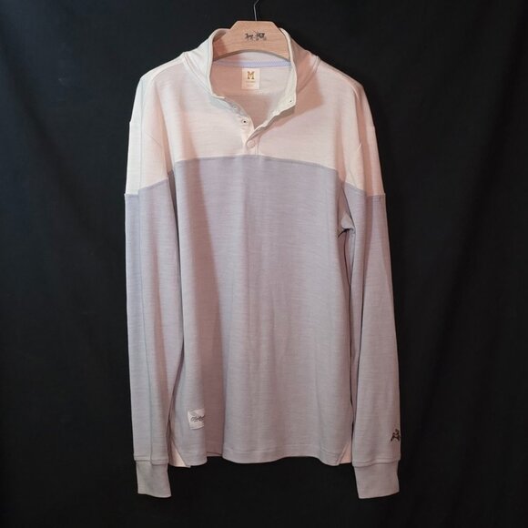 Tracksmith 1/4 Snap LS Merino Wool Blend Made in USA - Gray White - Sz M* - Picture 1 of 5